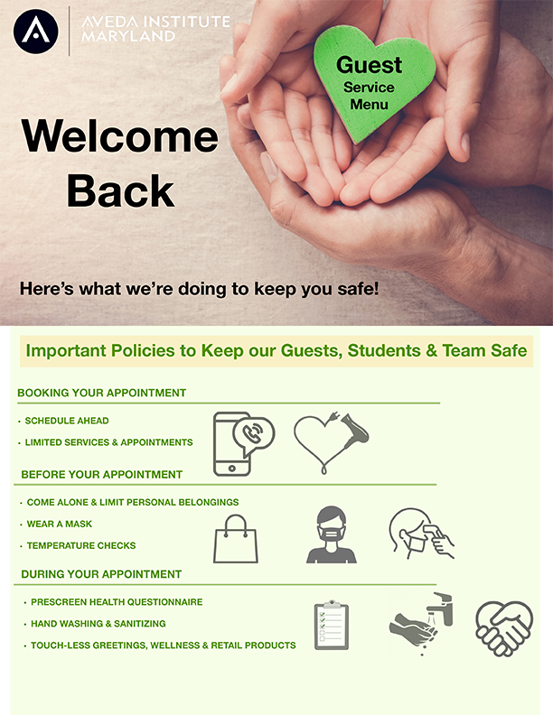 Guest Services Aveda COVID safety